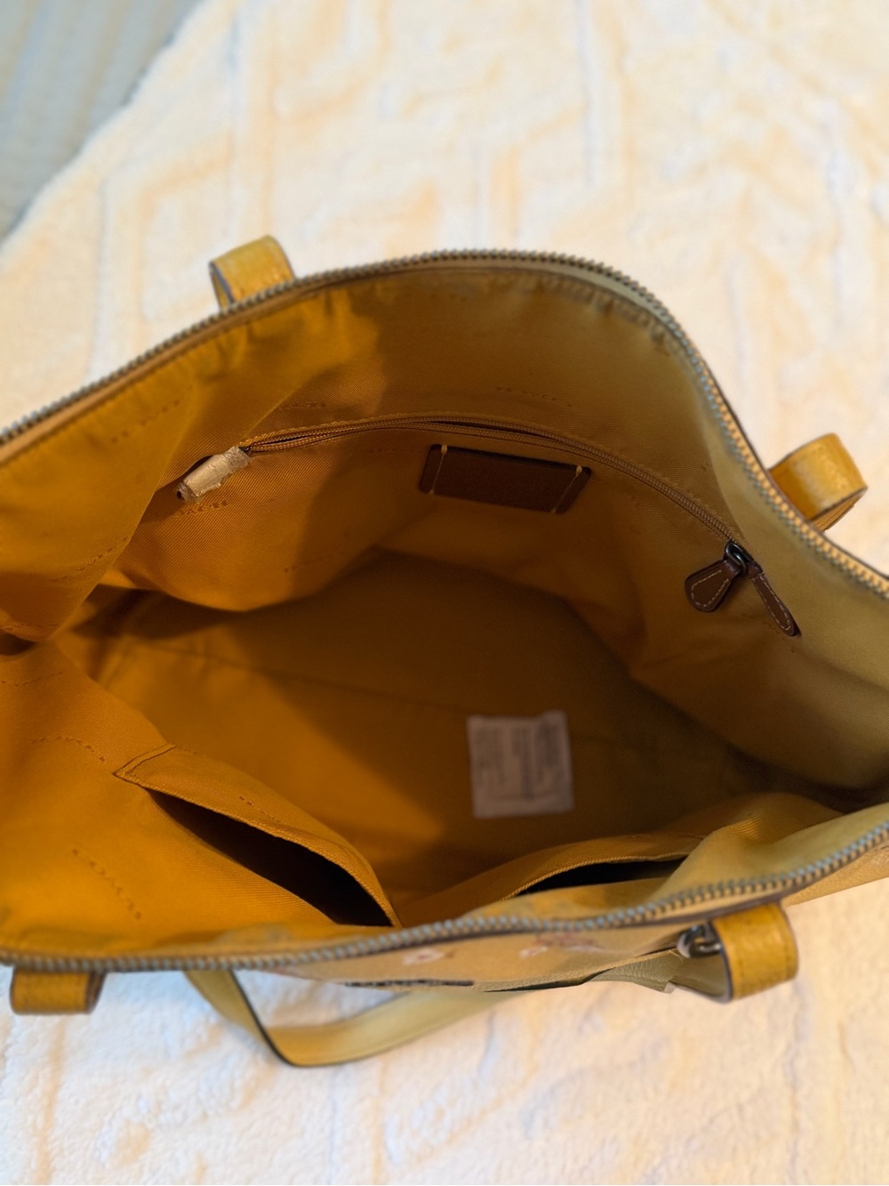 Coach Yellow Floral Zip-Top Tote - Picture 5 of 6